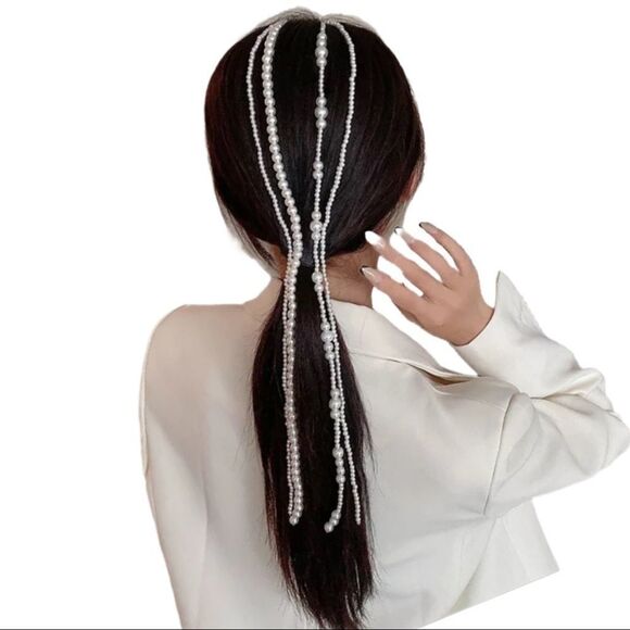 Multi Beaded Pearl Strands Hair Clip  Hair Accessory NEW - Picture 3 of 3